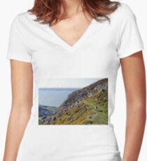 "I'll be coming 'round the mountain..." Women's Fitted V-Neck T-Shirt
