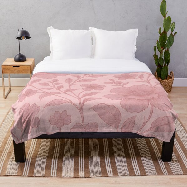 Item preview, Floral Sketch Pink Blanket designed and sold by stylishsketcher.