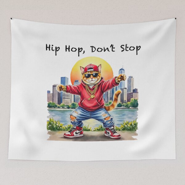 Item preview, Hip Hop Cat Streetwear T-Shirt – Cool Rapper Cat in Urban Style designed and sold by skysshobu.