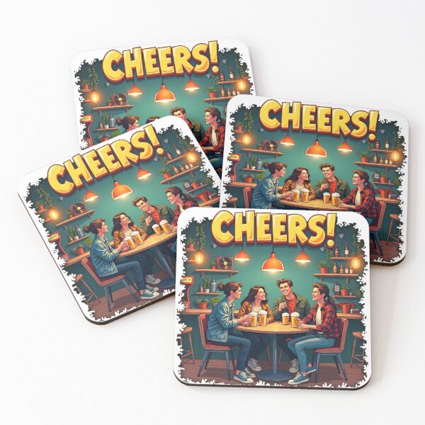 Item preview, Group of Friends Sitting Together at Pub Table Holding Beer Glasses Smiling Happily Inside Cozy Bar with Warm Lights designed and sold by Mimoshi ⭐⭐⭐⭐⭐.
