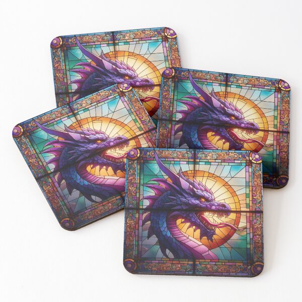 Item preview, Purple Stained Glass Dragon designed and sold by FairytalePress.