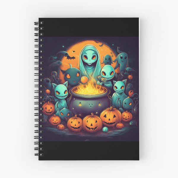 Item preview, Cosmic Cauldron: A vibrant and spooky design with aliens, pumpkins, bats and alien cats  designed and sold by Camel & Quirk.