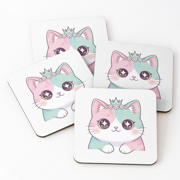 Item preview, Cute Kawaii Cat with Crown and Flowers designed and sold by New Dragon.