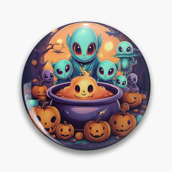 Item preview, Intergalactic Trick-or-Treat: A vibrant and spooky design with aliens, pumpkins, bats and alien cats  designed and sold by Camel & Quirk.