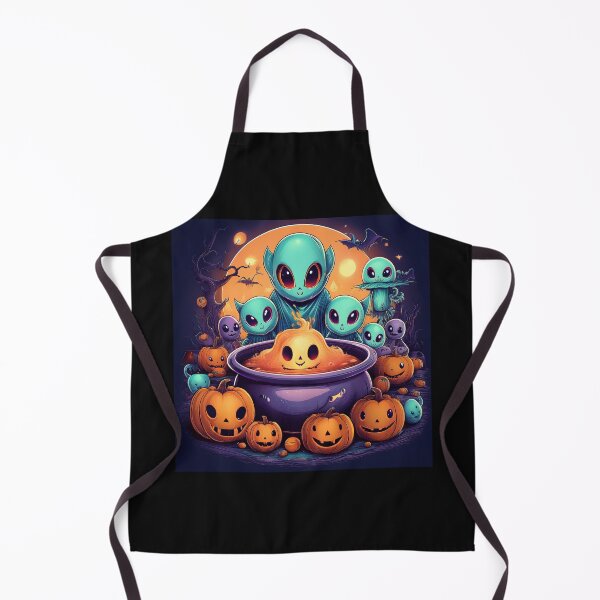 Item preview, Intergalactic Trick-or-Treat: A vibrant and spooky design with aliens, pumpkins, bats and alien cats designed and sold by Grang Art Artistic Designs.