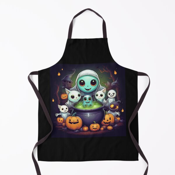 Item preview, Ghostly Brew: A vibrant and spooky design with aliens, pumpkins, bats and alien cats designed and sold by Grang Art Artistic Designs.