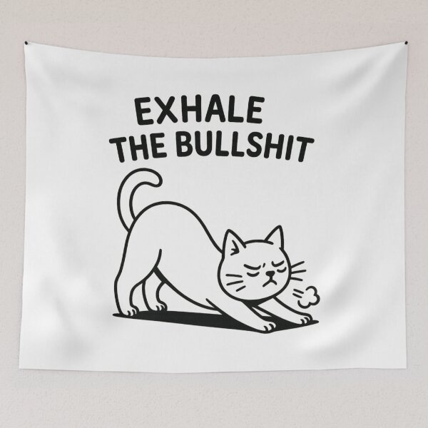 Item preview, Exhale the Bullsh*t – Downward Dog Yoga Cat Design designed and sold by jelonkaa.