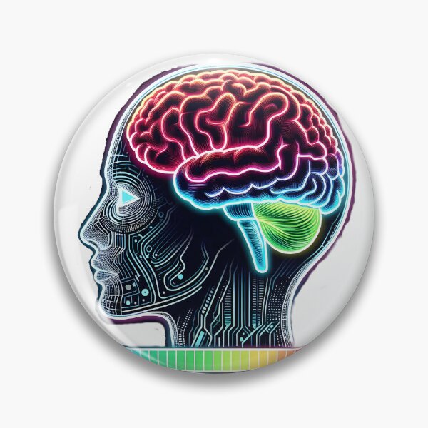Item preview, Cyber Skull Side View – Futuristic Brain & Play Button Eyes designed and sold by JokesterTV777.