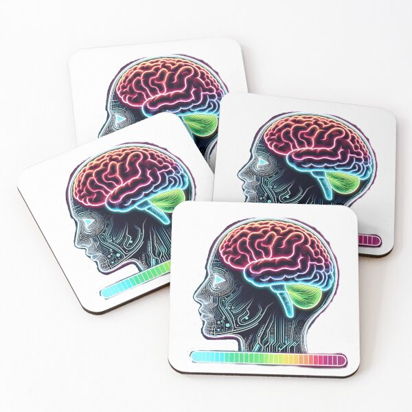 Item preview, Cyber Skull Side View – Futuristic Brain & Play Button Eyes designed and sold by JokesterTV777.