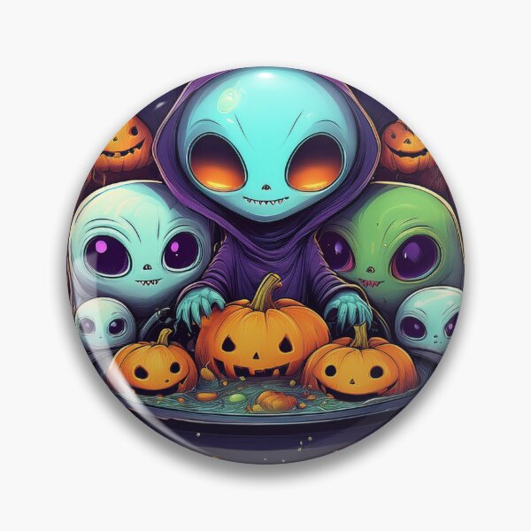 Item preview, Intergalactic Trick-or-Treat: A vibrant and spooky design with aliens, pumpkins, bats and alien cats  designed and sold by Camel & Quirk.