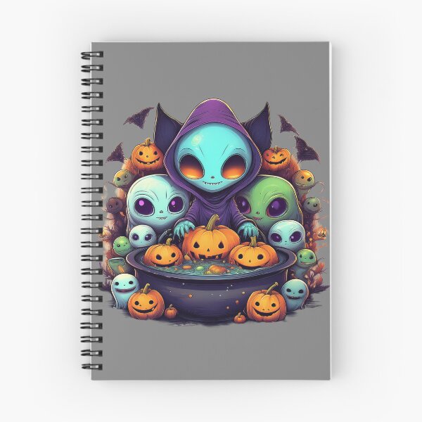 Item preview, Intergalactic Trick-or-Treat: A vibrant and spooky design with aliens, pumpkins, bats and alien cats  designed and sold by Camel & Quirk.