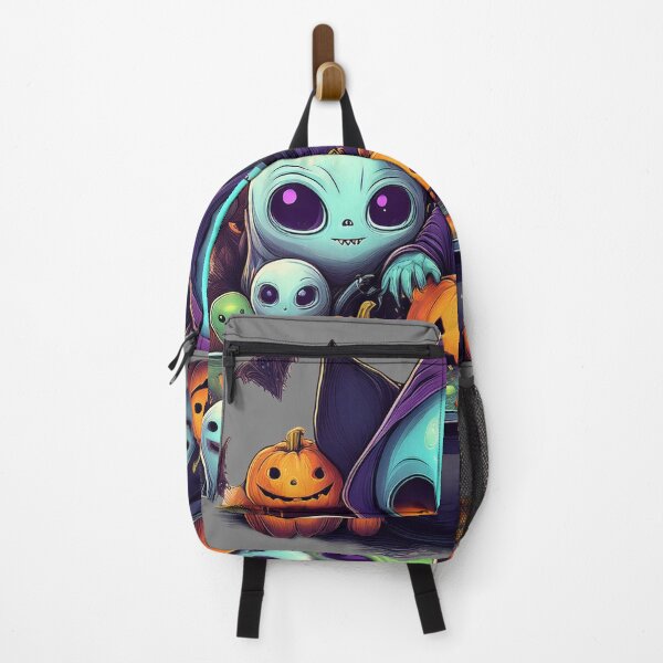 Item preview, Intergalactic Trick-or-Treat: A vibrant and spooky design with aliens, pumpkins, bats and alien cats  designed and sold by Grang Art Artistic Designs.
