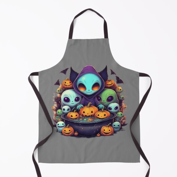 Item preview, Intergalactic Trick-or-Treat: A vibrant and spooky design with aliens, pumpkins, bats and alien cats designed and sold by Grang Art Artistic Designs.