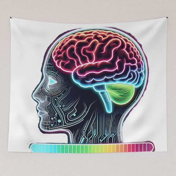 Item preview, Cyber Skull Side View – Futuristic Brain & Play Button Eyes designed and sold by JokesterTV777.