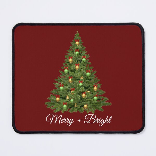 Item preview, Christmas tree pattern shirt with the words merry + bright designed and sold by apple-tea.