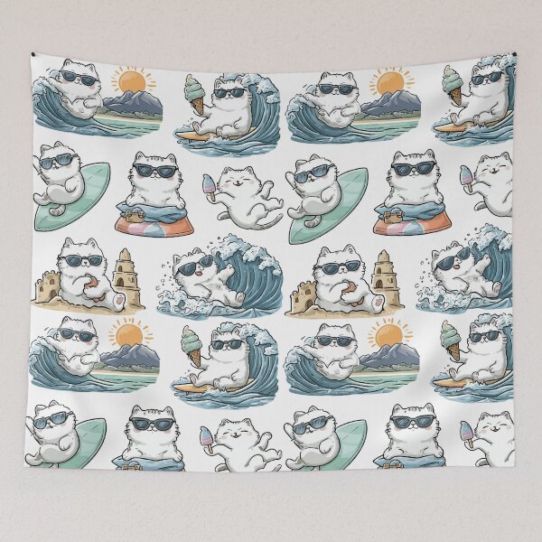 Item preview, Mischievous Kittens Enjoying Sunny Beach Day designed and sold by Bambooartist.
