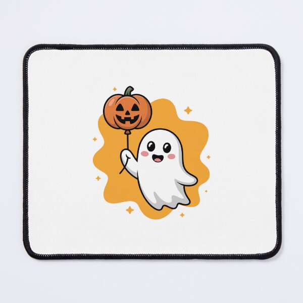 Item preview, Cute Ghost with Pumpkin Balloon – Halloween Fun designed and sold by ArtByYunus.