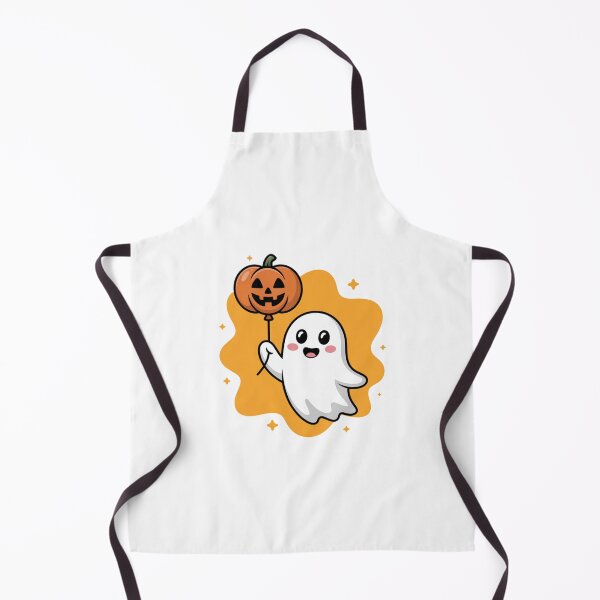 Item preview, Cute Ghost with Pumpkin Balloon – Halloween Fun designed and sold by ArtByYunus.