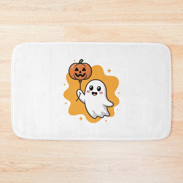 Item preview, Cute Ghost with Pumpkin Balloon – Halloween Fun designed and sold by ArtByYunus.