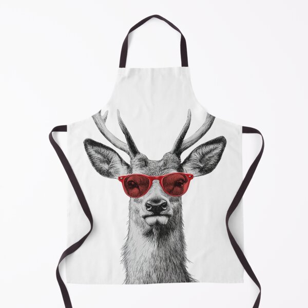 Item preview, Stylish Deer – Black & White with Red Shades designed and sold by PinkBossStudio.