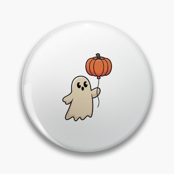 Item preview, Cute Ghost with Pumpkin Balloon – Halloween Fun designed and sold by ArtByYunus.