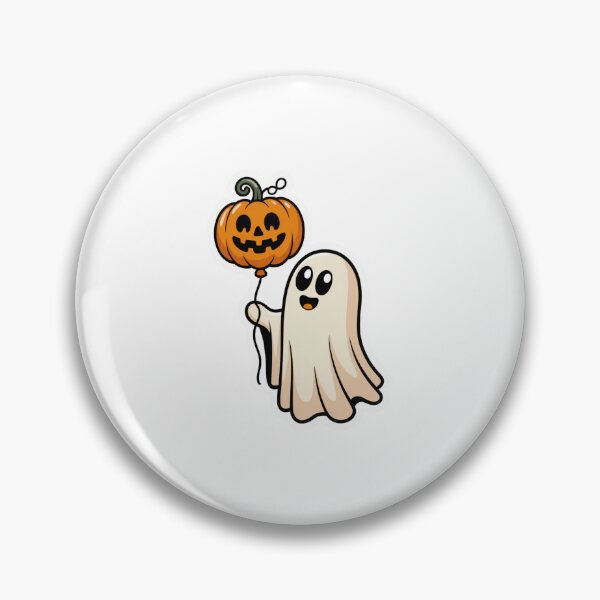 Item preview, Cute Ghost with Pumpkin Balloon – Halloween Fun designed and sold by ArtByYunus.