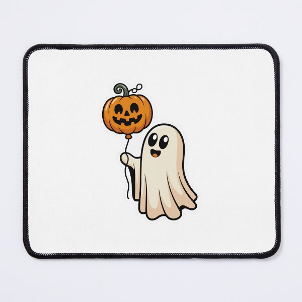 Item preview, Cute Ghost with Pumpkin Balloon – Halloween Fun designed and sold by ArtByYunus.