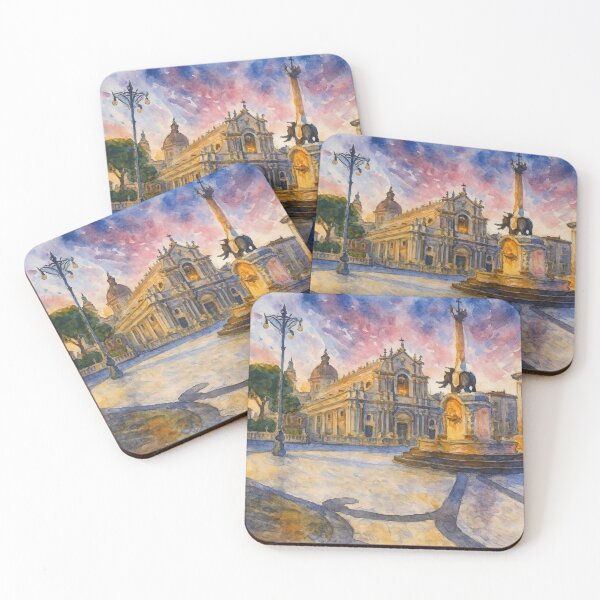 Item preview, Duomo of Catania Sant'Agata Duomo Square - Italian Scenery Watercolor designed and sold by LilacMacri.