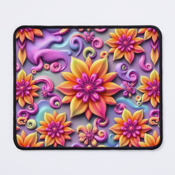 Item preview, Lavender and Orange Seamless Pattern, 3D Flower Digital Paper, Pastel Fantasy Floral Print designed and sold by TheGaliyaStudio.