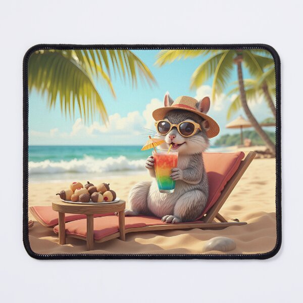 Item preview, A Cute, Chubby Squirrel Lounging on a Beach Sunbed designed and sold by Pim-Crystal.