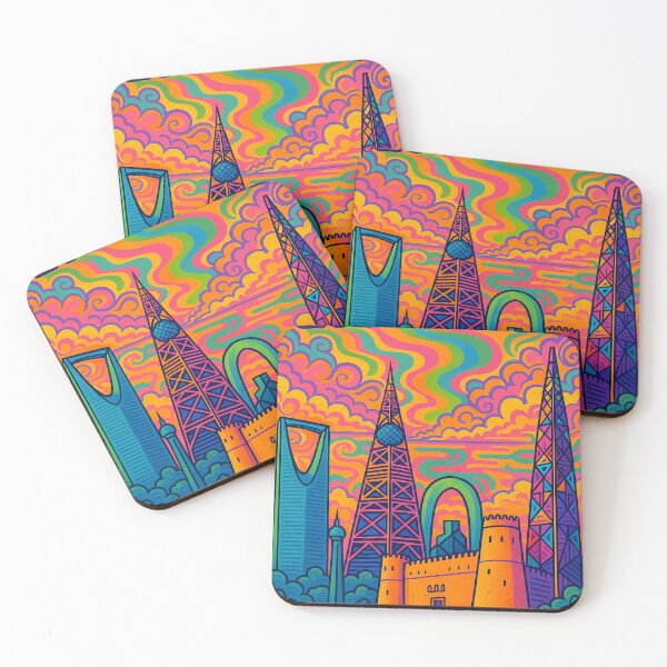Item preview, Psychedelic Cityscape of Riyadh | Colorful Retro Saudi Arabia Travel Poster | Trippy Skyline & Desert Wall Art | Surreal Kingdom Tower & Urban Illustration | Vibrant Middle Eastern Artwork designed and sold by PaintedPixels01.