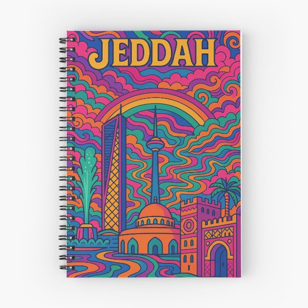 Item preview, Psychedelic Jeddah Cityscape Poster | Vibrant Retro Saudi Arabia Travel Art | Trippy Red Sea Coastline & City Skyline Illustration | Colorful Middle Eastern Wall Decor designed and sold by PaintedPixels01.