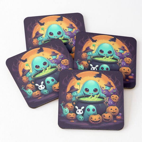 Item preview, Spooky Coven: A vibrant and spooky design with aliens, pumpkins, bats and alien cats  designed and sold by Grang Art Artistic Designs.