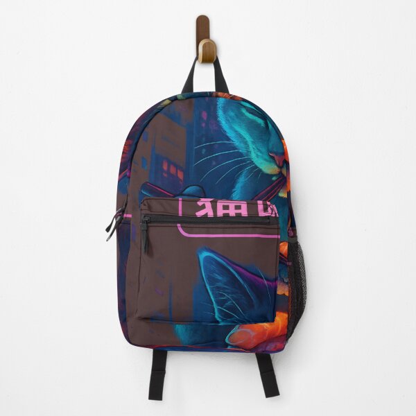 Item preview, Cyberpunk Cat Foodie – Neon Cat Eating Sushi in Tokyo designed and sold by WinkWild.
