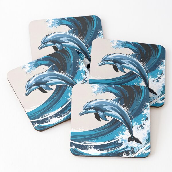 Item preview, Jumping Dolphin Riding Ocean Wave designed and sold by Prachodayat Artworks.