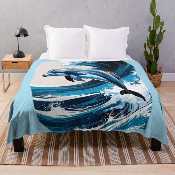 Item preview, Jumping Dolphin Riding Ocean Wave designed and sold by Prachodayat Artworks.