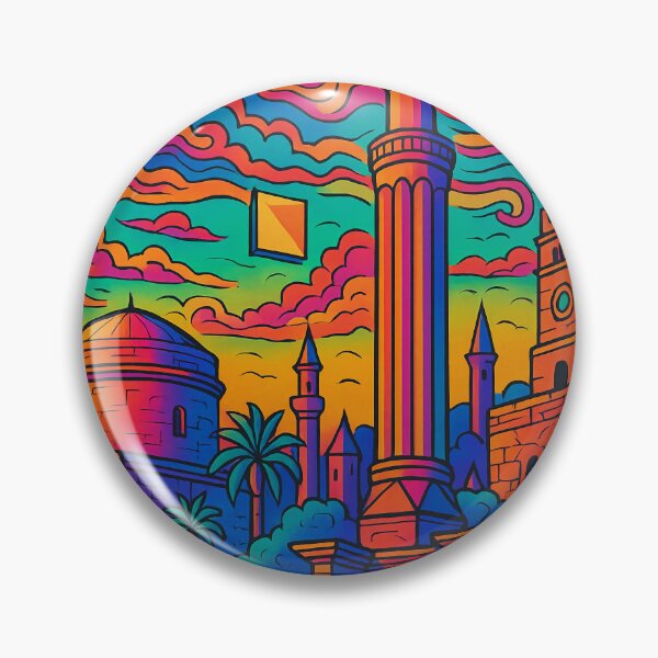 Item preview, Psychedelic Antalya Poster | Trippy Retro Turkey Travel Art | Vibrant Mediterranean Coastline & Old Town Kaleiçi Illustration | Colorful Turkish Wall Decor designed and sold by PaintedPixels01.