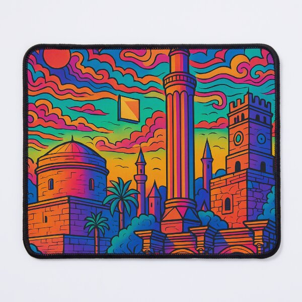 Item preview, Psychedelic Antalya Poster | Trippy Retro Turkey Travel Art | Vibrant Mediterranean Coastline & Old Town Kaleiçi Illustration | Colorful Turkish Wall Decor designed and sold by PaintedPixels01.