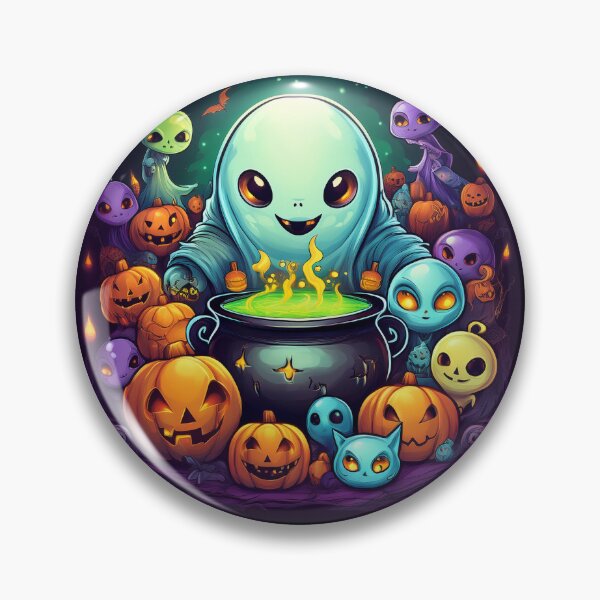 Item preview, Cosmic Brewing Trick-or-Treat: A vibrant and spooky design with aliens, pumpkins, bats and alien cats  designed and sold by Camel & Quirk.