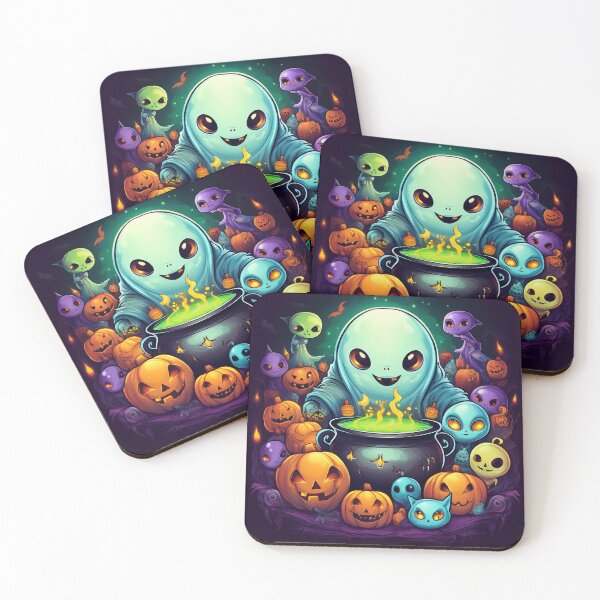 Item preview, Cosmic Brewing Trick-or-Treat: A vibrant and spooky design with aliens, pumpkins, bats and alien cats  designed and sold by Grang Art Artistic Designs.