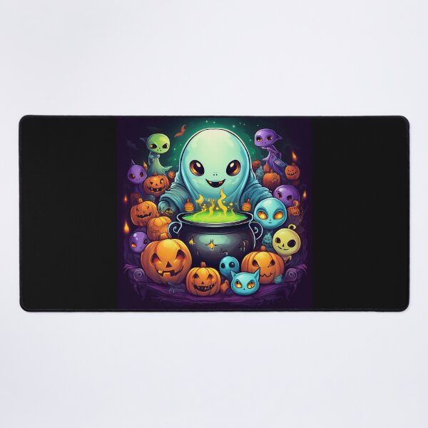 Item preview, Cosmic Brewing Trick-or-Treat: A vibrant and spooky design with aliens, pumpkins, bats and alien cats designed and sold by Grang Art Artistic Designs.
