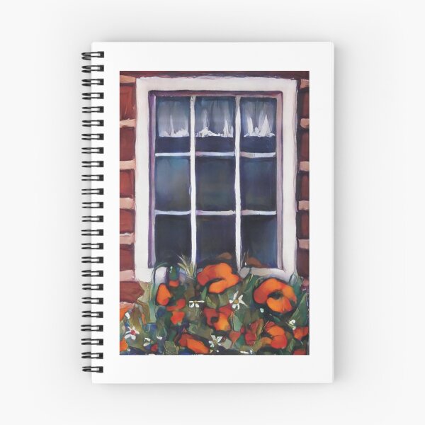 Item preview, Cabin Window With Red Poppies, Curtains, Sunshine, Painting designed and sold by JoyfulWhimsy.