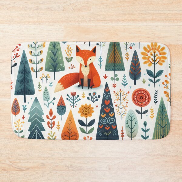 Item preview, Scandinavian Folk Art Fox Animal pattern by heidiannemorris © designed and sold by FOLK ART FUSION by heidiannemorris.
