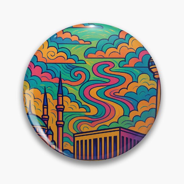 Item preview, Psychedelic Ankara Poster | Trippy Retro Turkey Travel Art | Vibrant Anıtkabir, Kocatepe Mosque & City Skyline Illustration | Colorful Turkish Wall Decor designed and sold by PaintedPixels01.