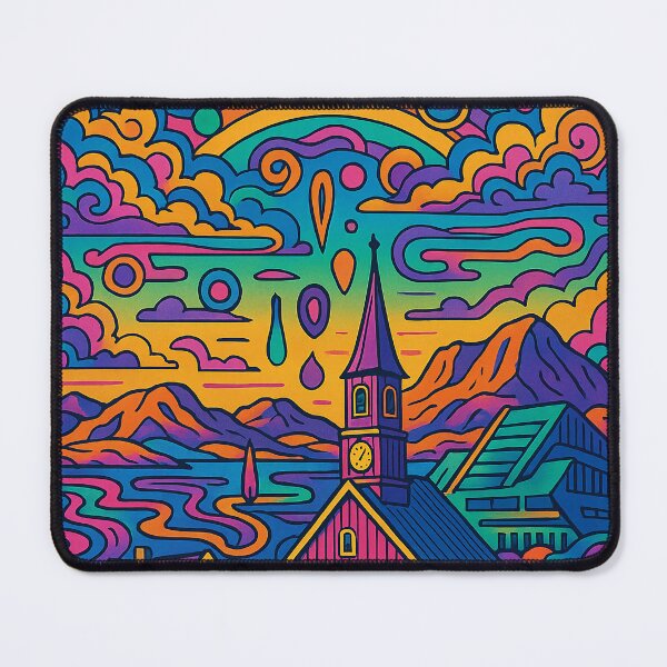 Item preview, Psychedelic Nuuk Poster | Trippy Retro Greenland Travel Art | Vibrant Nuuk Harbor, Colorful Wooden Houses & Arctic Landscape Illustration | Groovy Greenland Wall Decor designed and sold by PaintedPixels01.