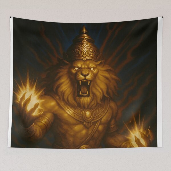 Item preview, Narasimha the Lion Avatar – Fierce Hindu Protector God designed and sold by Beamiverse.