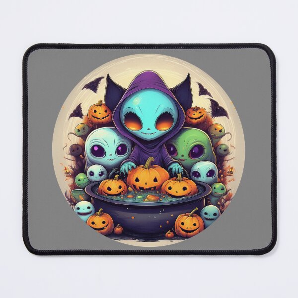 Item preview, Alien Trick-or-Treat: A vibrant and spooky design with aliens, pumpkins, bats and alien cats designed and sold by Grang Art Artistic Designs.