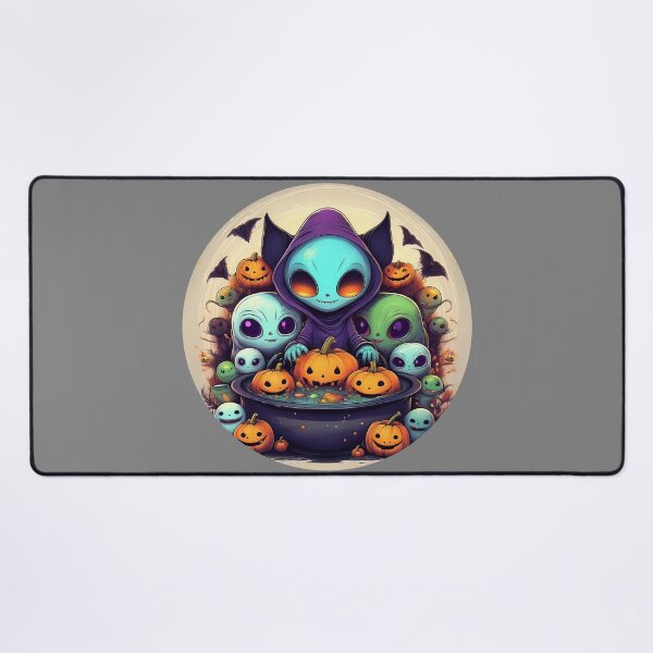 Item preview, Alien Trick-or-Treat: A vibrant and spooky design with aliens, pumpkins, bats and alien cats  designed and sold by Camel & Quirk.