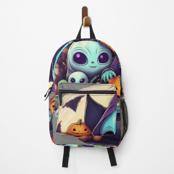 Item preview, Alien Trick-or-Treat: A vibrant and spooky design with aliens, pumpkins, bats and alien cats  designed and sold by Grang Art Artistic Designs.