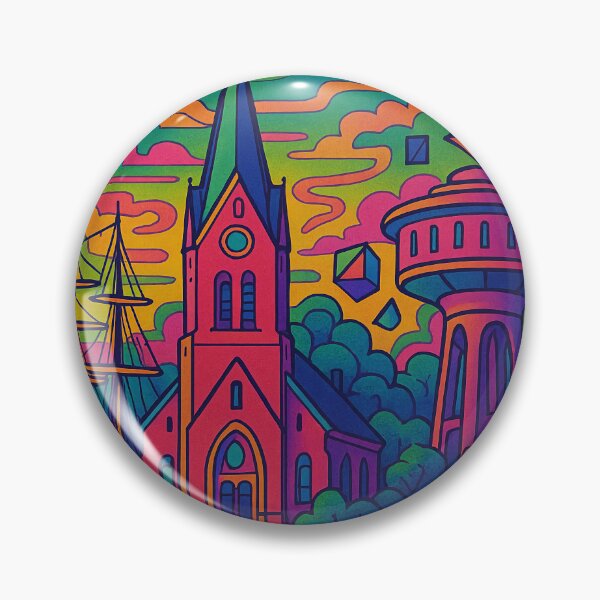 Item preview, Psychedelic Mariehamn Poster | Trippy Retro Åland Islands Travel Art | Vibrant Harbor, Coastal Streets & Archipelago Illustration | Groovy Nordic Wall Decor designed and sold by PaintedPixels01.